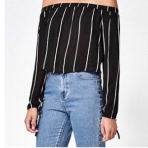 Kendall & Kylie Black and White Striped Top